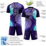 Personalized Dark Purple White Geometric Soccer Jersey Uniform - Custom Sublimation Design Personalized Dark Purple White