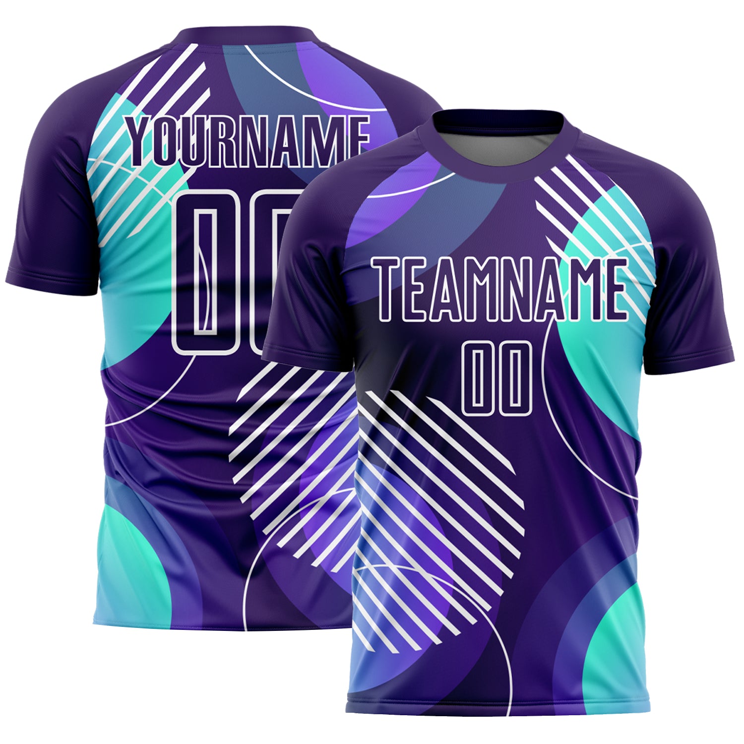 Custom Name Number Geometric Soccer Jersey - Personalized Dark Purple White Uniform Personalized Dark Purple White Geometric