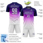 Personalized Dark Purple and White Gradient Soccer Jersey Sublimation Uniform Personalized Dark Purple White Gradient Hexagons