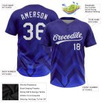 Custom Name & Number Unisex Softball Jersey - 3D Pattern Dark Purple White-Royal, Two-Button Design Personalized Dark Purple