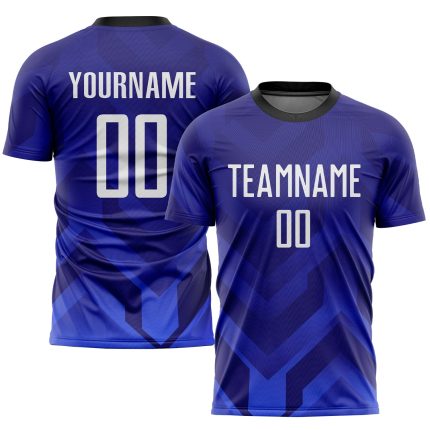 Personalized Sublimation Soccer Jersey - Dark Purple & White Royal Navy Design Personalized Dark Purple White Royal-Navy