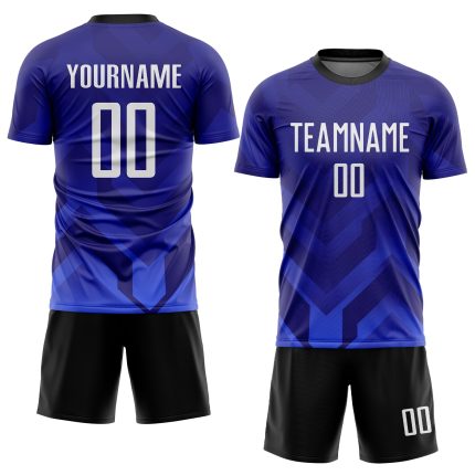 Custom Sublimation Soccer Jersey with Personalized Name and Number - Dark Purple White Royal Navy Team Uniform Personalized