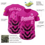 Personalized 3D Abstract Arrow Baseball Jersey in Deep Pink and Black-White Personalized Deep Pink Black-White 3D Abstract