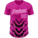 Personalized 3D Abstract Arrow Baseball Jersey in Deep Pink and Black-White Personalized Deep Pink Black-White 3D Abstract