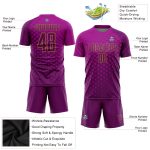 Custom Soccer Jersey with Personalized Name and Number - Deep Pink Purple Old Gold Sublimation Design Personalized Deep Pink