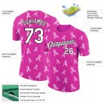 Personalized 3D Pink Ribbon Breast Cancer Awareness Deep Pink T-Shirt for Women Personalized Deep Pink White-Black 3D Pink