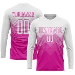 Personalized Deep Pink White Soccer Jersey - Custom Sublimation Uniform Personalized Deep Pink White Sublimation Soccer Uniform