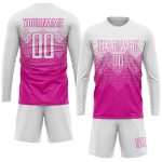 Personalized Deep Pink White Soccer Jersey - Custom Sublimation Uniform Personalized Deep Pink White Sublimation Soccer Uniform