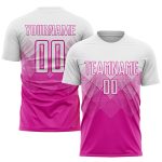 Personalized Deep Pink White Soccer Jersey - Custom Sublimation Uniform Personalized Deep Pink White Sublimation Soccer Uniform