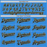 Custom Name Number Varsity Letterman Bomber Jacket - Electric Blue Black Cream Old Gold Two Tone Full-Snap Design Personalized