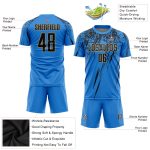 Personalized Electric Blue Black-Old Gold Soccer Jersey - Sublimation Uniform Personalized Electric Blue Black-Old Gold Sublimation