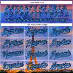 Custom Electric Blue Black-Orange 3D Eiffel Tower Varsity Jacket with Name and Number, Paris France City Edition, Full-Snap Bomber
