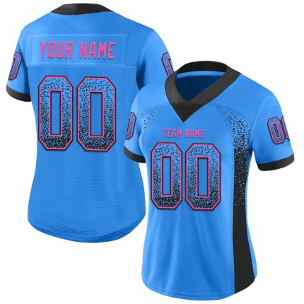 Personalized Electric Blue Black-Pink Drift Fashion Football Jersey Personalized Electric Blue Black-Pink Mesh Drift Fashion