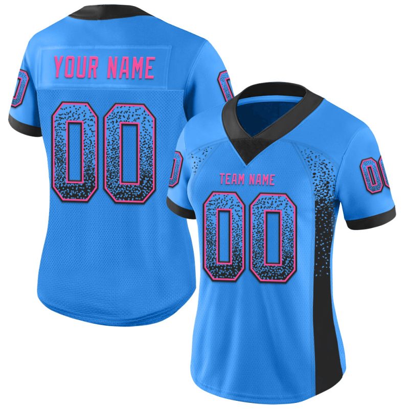 Personalized Electric Blue Black-Pink Drift Fashion Football Jersey Personalized Electric Blue Black-Pink Mesh Drift Fashion