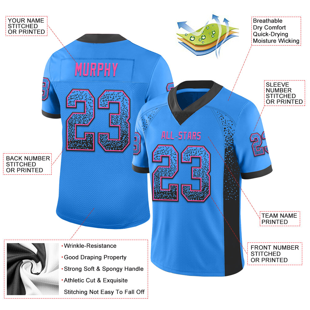 Personalized Electric Blue Black-Pink Mesh Drift Fashion Football Jersey Personalized Electric Blue Black-Pink Drift Fashion Football Jersey Personalized Electric Blue Black-Pink Mesh Drift Fashion - Image 3