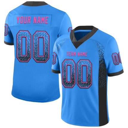 Custom Name Number Football Jersey - Electric Blue Black Pink Mesh Drift Fashion Personalized Electric Blue Black-Pink Mesh