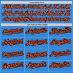 Personalized Electric Blue Black Orange Two-Button Unisex Softball Jersey Personalized Electric Blue Black Pinstripe Orange