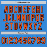 Personalized Electric Blue Black Orange Two-Button Unisex Softball Jersey Personalized Electric Blue Black Pinstripe Orange