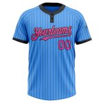 Custom Electric Blue Black Pinstripe Softball Jersey with Name and Number - Unisex Two-Button Design Personalized Electric