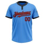 Custom Electric Blue Black Pinstripe Unisex Softball Jersey with Name and Number - Two-Button Design Personalized Electric