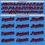 Electric Blue Black Pinstripe Two-Button Unisex Softball Jersey Personalized Personalized Electric Blue Black Pinstripe Red