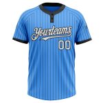 Custom Unisex Softball Jersey - Personalized Electric Blue Black Pinstripe Two-Button with Team Name and Number Personalized