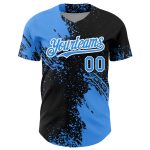 Electric Blue Black White 3D Abstract Brush Stroke Personalized Baseball Jersey Personalized Electric Blue Black-White 3D