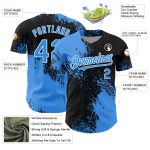 Electric Blue Black White 3D Abstract Brush Stroke Personalized Baseball Jersey Personalized Electric Blue Black-White 3D
