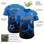 Custom Name and Number Twinkle Star Baseball Jersey - Electric Blue Black-White 3D Gradient Design Personalized Electric