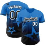 Custom Name and Number Twinkle Star Baseball Jersey - Electric Blue Black-White 3D Gradient Design Personalized Electric
