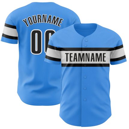 Authentic Personalized Electric Blue Black-White Baseball Jersey Personalized Electric Blue Black-White Authentic Baseball