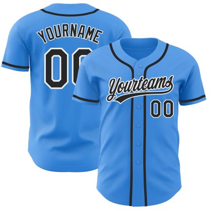 Custom Authentic Baseball Jersey in Electric Blue with Black and White - Personalized Name and Number Personalized Electric