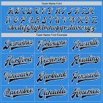 Custom Team Name Number Varsity Letterman Jacket Electric Blue Black White Bomber Full-Snap Personalized Electric Blue Black-White