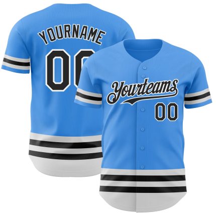 Custom Electric Blue Baseball Jersey with Team Name and Number - Black-White Line Authentic Design Personalized Electric