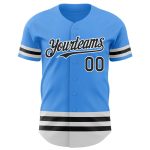 Electric Blue Personalized Baseball Jersey with Black-White Lines Personalized Electric Blue Black-White Line Baseball Jersey