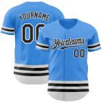 Electric Blue Personalized Baseball Jersey with Black-White Lines Personalized Electric Blue Black-White Line Baseball Jersey