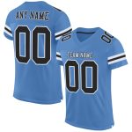 Personalized Electric Blue Black White Football Jersey - Custom Mesh Design Personalized Electric Blue Black-White Mesh Football