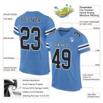 Personalized Electric Blue Black White Football Jersey - Custom Mesh Design Personalized Electric Blue Black-White Mesh Football