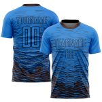 Custom Name and Number Soccer Uniform Jersey - Electric Blue and Brown Sublimation Design Personalized Electric Blue Brown