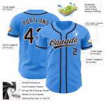 Custom Electric Blue Baseball Jersey with Brown-White Design - Personalized Name and Number Personalized Electric Blue Brown-White