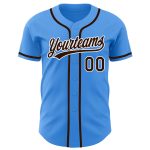 Custom Electric Blue Baseball Jersey with Brown-White Design - Personalized Name and Number Personalized Electric Blue Brown-White