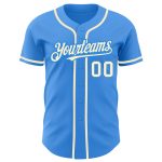 Custom Name and Number Authentic Electric Blue Baseball Jersey - Personalized Team Apparel Personalized Electric Blue Cream