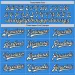 Custom Electric Blue Cream Black Two Tone Bomber Varsity Letterman Jacket with Name and Number Personalized Electric Blue