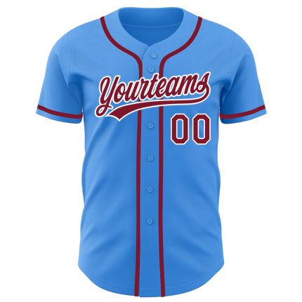 Personalized Electric Blue and Crimson White Baseball Jersey for Men and Women Personalized Electric Blue Crimson-White Baseball
