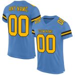 Personalized Electric Blue Gold Black Mesh Football Jersey - Authentic Custom Jersey Personalized Electric Blue Gold-Black