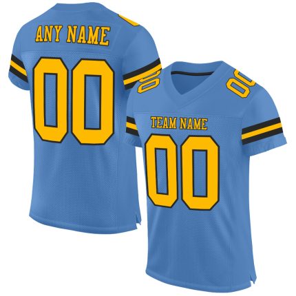 Personalized Electric Blue Gold Black Mesh Football Jersey - Authentic Custom Jersey Personalized Electric Blue Gold-Black