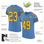 Personalized Electric Blue Gold Black Football Jersey - Custom Mesh Jersey 2 Personalized Electric Blue Gold-Black Mesh Football