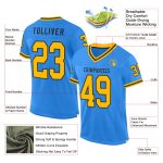 Electric Blue Gold-Black Personalized Throwback Football Jersey for Men Personalized Electric Blue Gold-Black Mesh Throwback