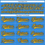 Personalized Electric Blue Gold Navy Hockey Jersey with Lace Neck Design Personalized Electric Blue Gold-Navy Hockey Lace