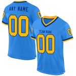 Custom Electric Blue Gold-Royal Mesh Football Jersey with Personalized Name & Number - Authentic Team Throwback Design Personalized